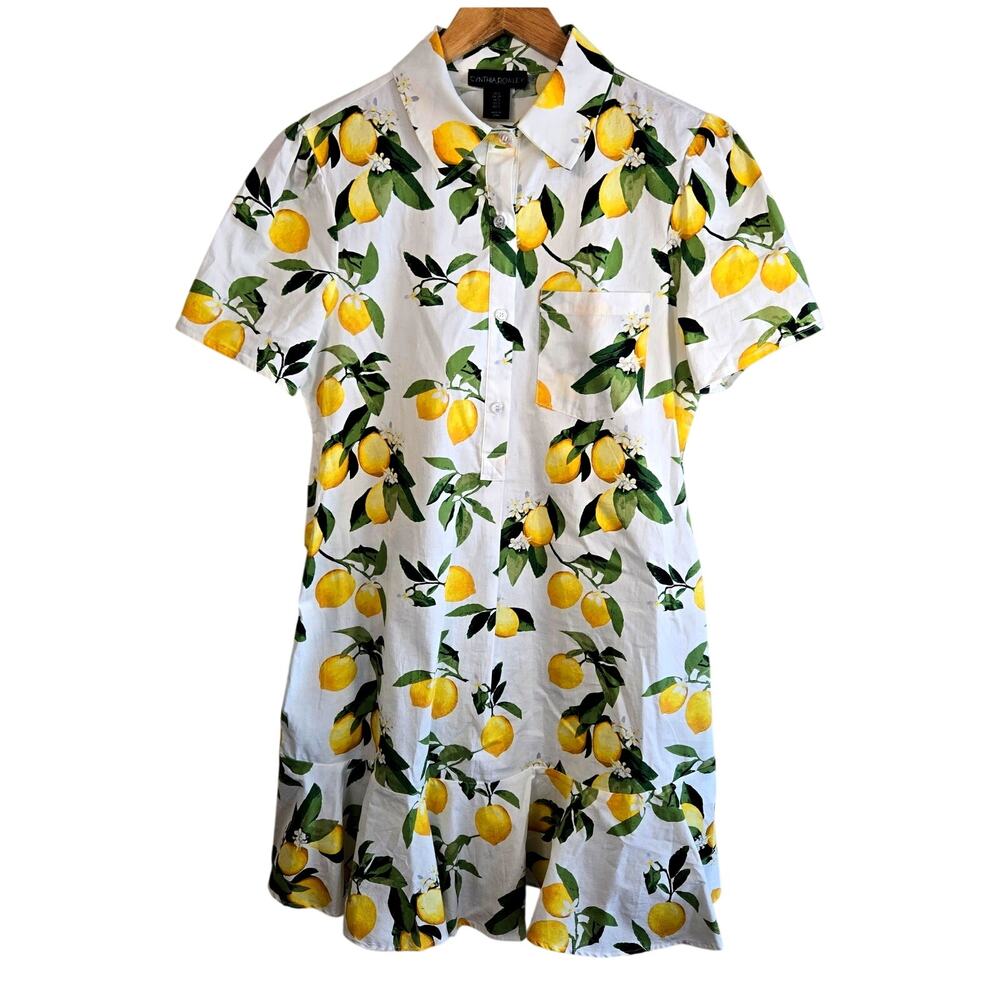 Cynthia Rowley White Dress with Yellow Lemon Print